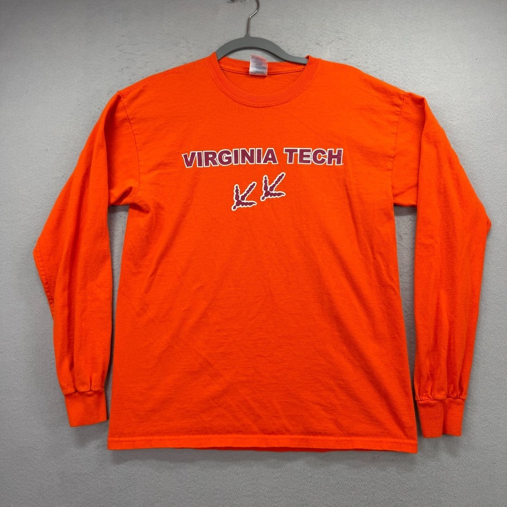 Virginia Tech Hokies T Shirt Womens Medium Orange Hoki4ever Long Sleeve Tee